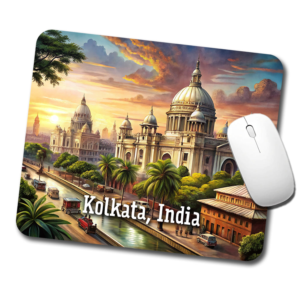 Kolkata, India Travel City Country Stamp Low Profile Mouse Pad Mat