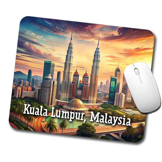 Kuala Lumpur, Malaysia Travel City Country Stamp Low Profile Mouse Pad Mat