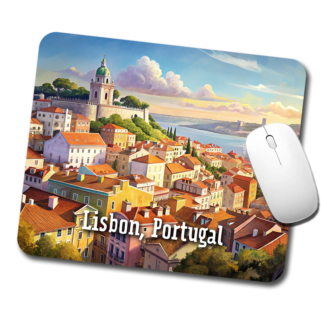 Lisbon, Portugal Travel City Country Stamp Low Profile Mouse Pad Mat