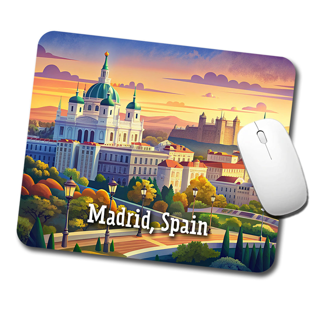 Madrid, Spain Travel City Country Stamp Low Profile Mouse Pad Mat