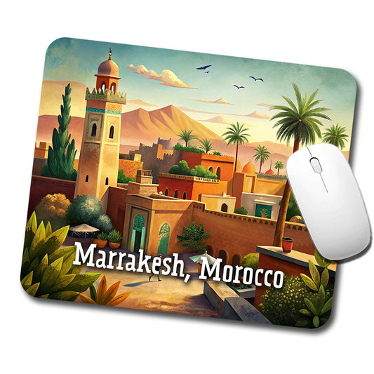 Marrakesh, Morocco Travel City Country Stamp Low Profile Mouse Pad Mat