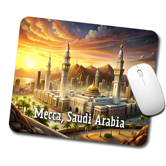 Mecca, Saudi Arabia Travel City Country Stamp Low Profile Mouse Pad Mat