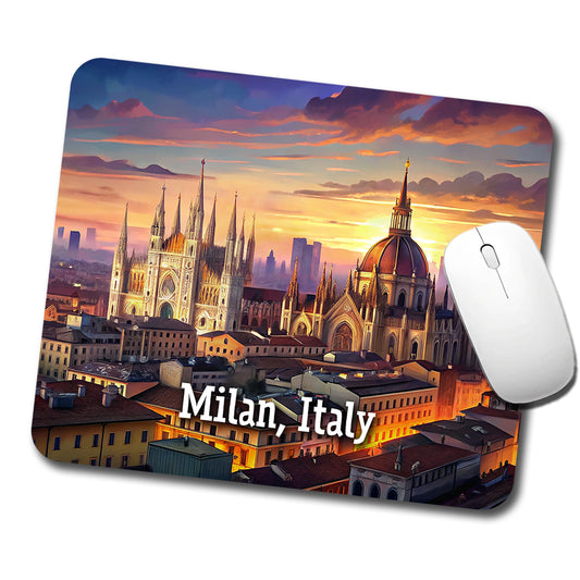 Milan, Italy Travel City Country Stamp Low Profile Mouse Pad Mat