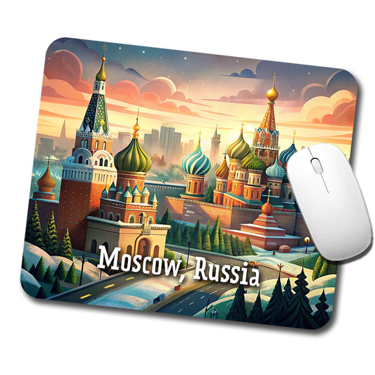 Moscow, Russia Travel City Country Stamp Low Profile Mouse Pad Mat