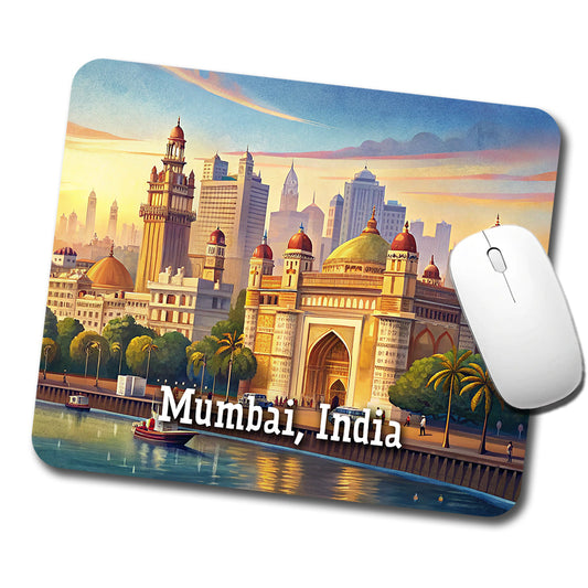 Mumbai, India Travel City Country Stamp Low Profile Mouse Pad Mat