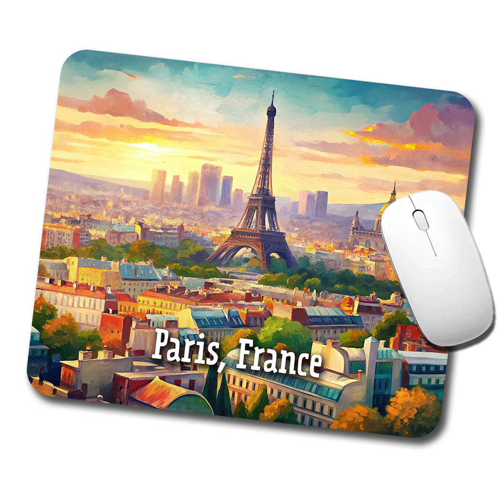 Paris, France Travel City Country Stamp Low Profile Mouse Pad Mat
