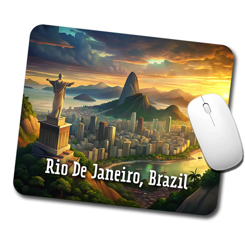 Rio De Janeiro, Brazil Travel City Country Stamp Low Profile Mouse Pad Mat