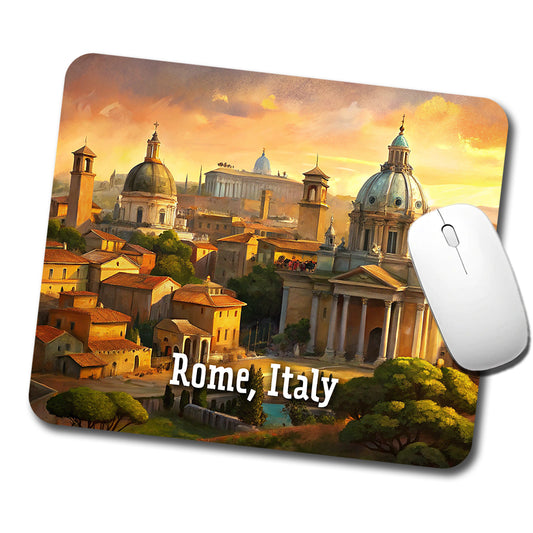 Rome, Italy Travel City Country Stamp Low Profile Mouse Pad Mat