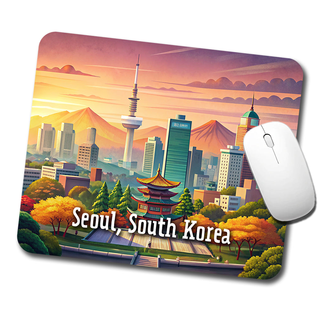 Seoul, South Korea Travel City Country Stamp Low Profile Mouse Pad Mat