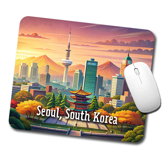 Seoul, South Korea Travel City Country Stamp Low Profile Mouse Pad Mat