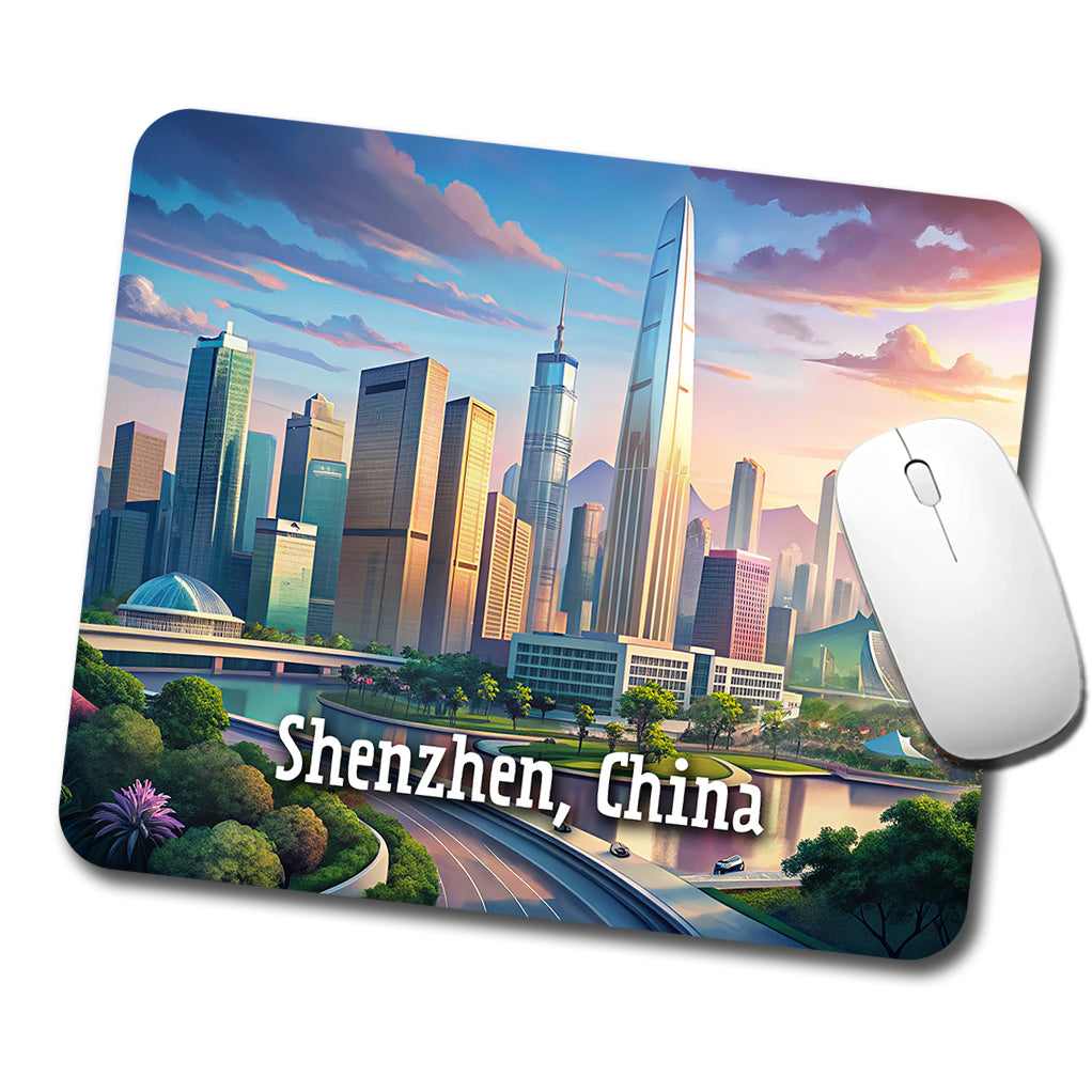 Shenzhen, China Travel City Country Stamp Low Profile Mouse Pad Mat