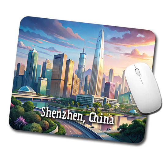 Shenzhen, China Travel City Country Stamp Low Profile Mouse Pad Mat