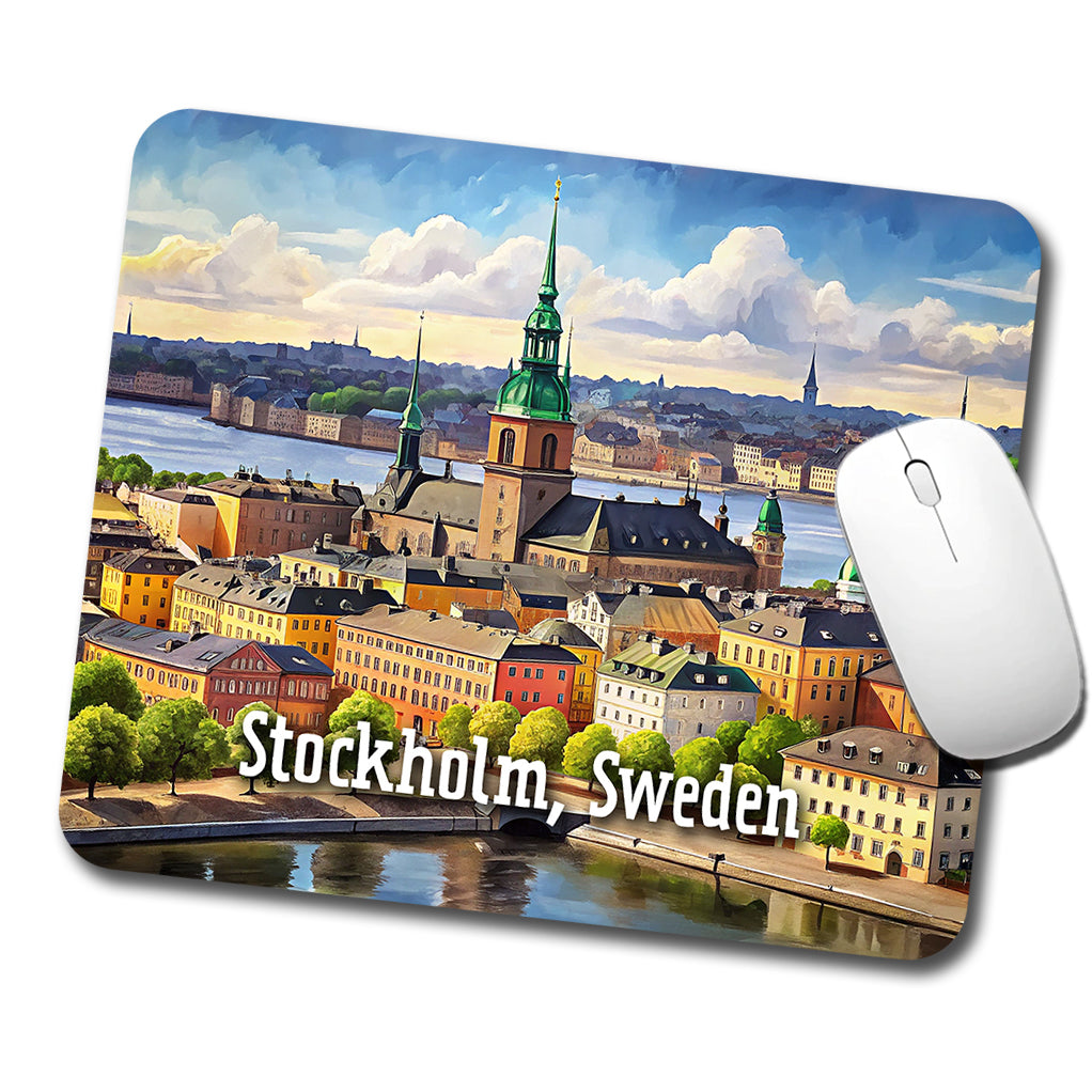 Stockholm, Sweden Travel City Country Stamp Low Profile Mouse Pad Mat