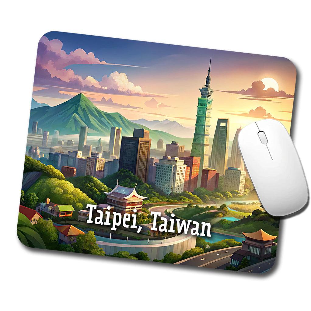 Taipei, Taiwan Travel City Country Stamp Low Profile Mouse Pad Mat