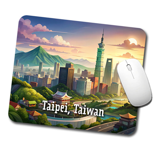 Taipei, Taiwan Travel City Country Stamp Low Profile Mouse Pad Mat