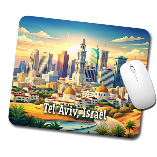 Tel Aviv, Israel Travel City Country Stamp Low Profile Mouse Pad Mat