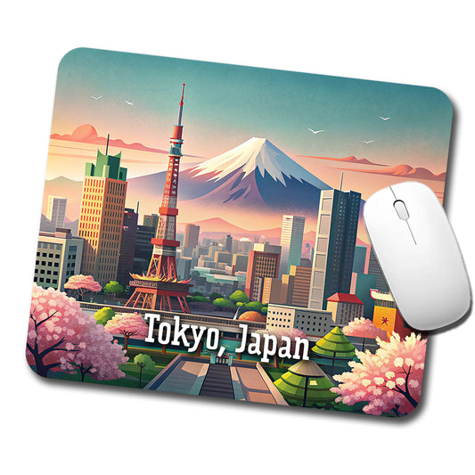Tokyo, Japan Travel City Country Stamp Low Profile Mouse Pad Mat