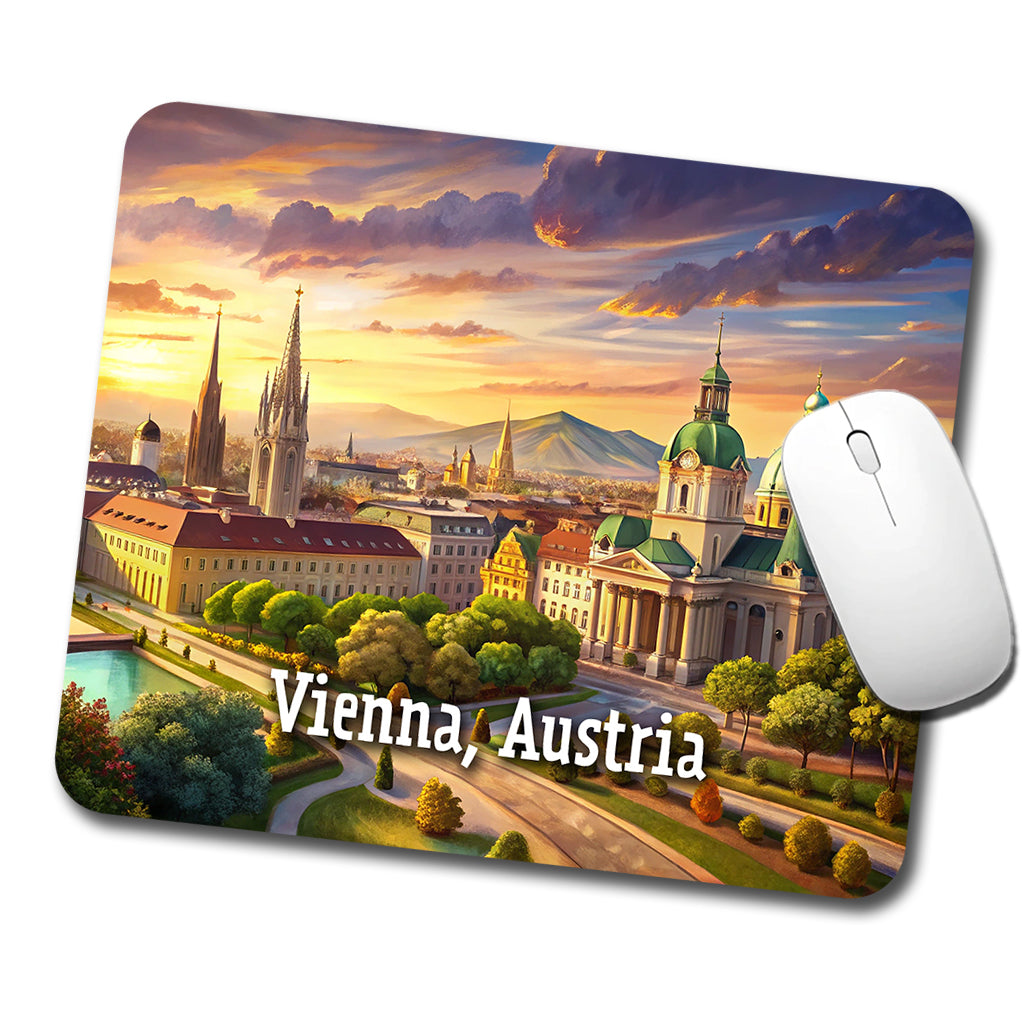 Vienna, Austria Travel City Country Stamp Low Profile Mouse Pad Mat