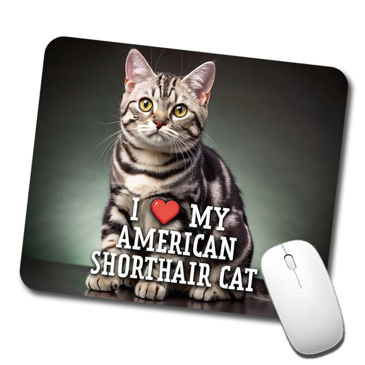 I Love My American Shorthair Cat Heart Low Profile Mouse Pad Mat