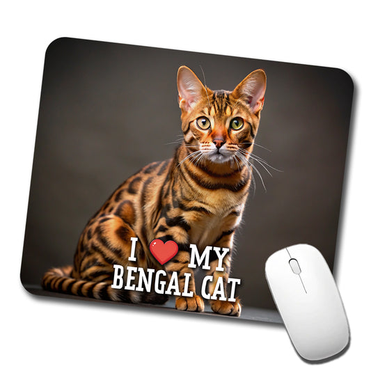 I Love My Bengal Cat Heart Low Profile Mouse Pad Mat