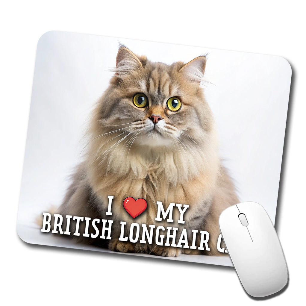 I Love My British Longhair Cat Heart Low Profile Mouse Pad Mat