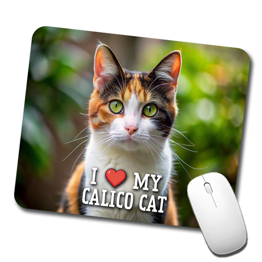 I Love My Calico Cat Heart Low Profile Mouse Pad Mat