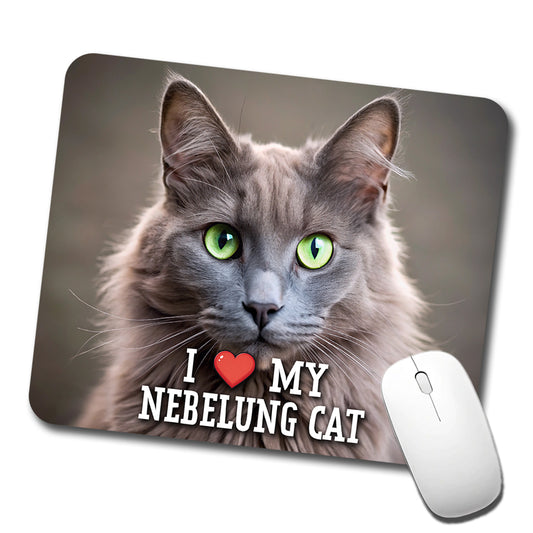I Love My Nebelung Cat Heart Low Profile Mouse Pad Mat