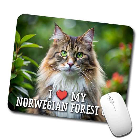 I Love My Norwegian Forest Cat Heart Low Profile Mouse Pad Mat