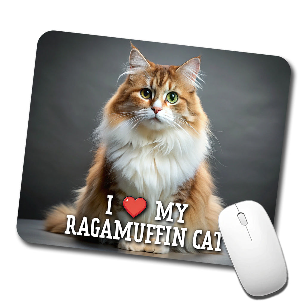 I Love My Ragamuffin Cat Heart Low Profile Mouse Pad Mat