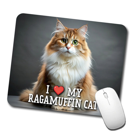 I Love My Ragamuffin Cat Heart Low Profile Mouse Pad Mat