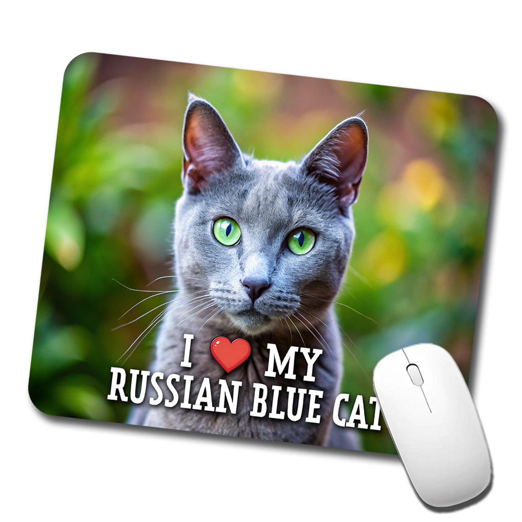 I Love My Russian Blue Cat Heart Low Profile Mouse Pad Mat