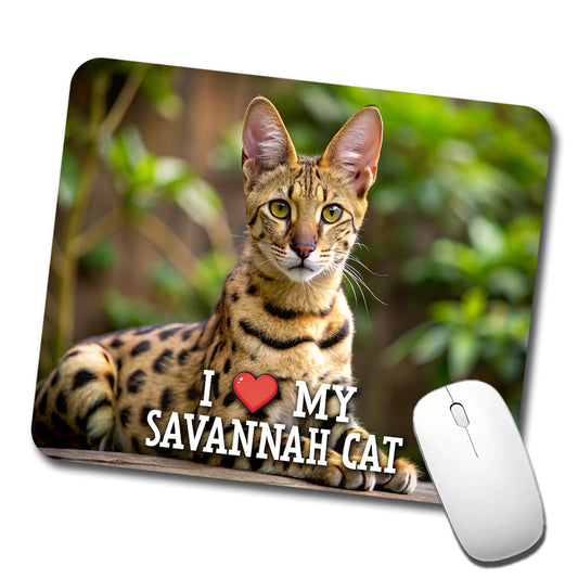 I Love My Savannah Cat Heart Low Profile Mouse Pad Mat