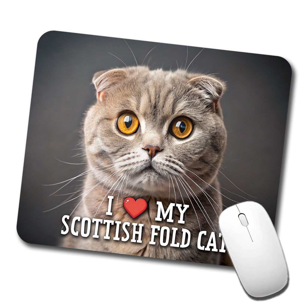I Love My Scottish Fold Cat Heart Low Profile Mouse Pad Mat