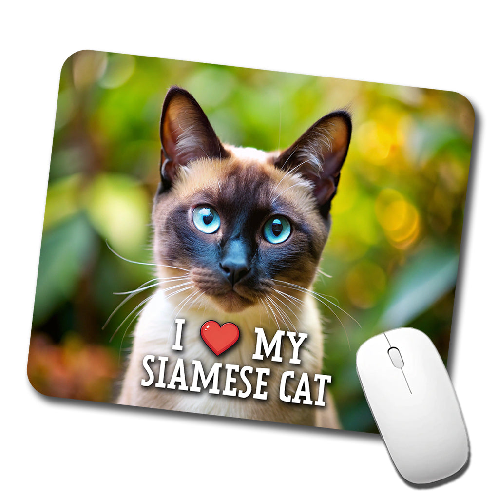 I Love My Siamese Cat Heart Low Profile Mouse Pad Mat