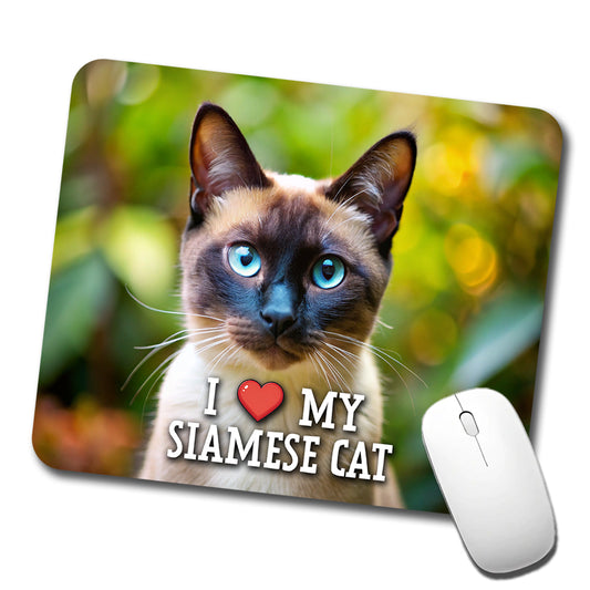 I Love My Siamese Cat Heart Low Profile Mouse Pad Mat