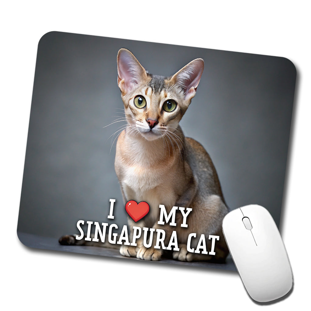 I Love My Singapura Cat Heart Low Profile Mouse Pad Mat