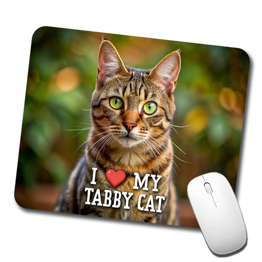 I Love My Tabby Cat Heart Low Profile Mouse Pad Mat