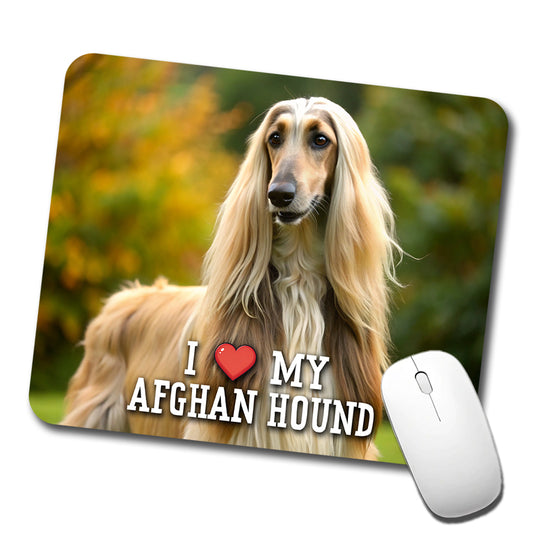 I Love My Afghan Hound Dog Heart Low Profile Mouse Pad Mat