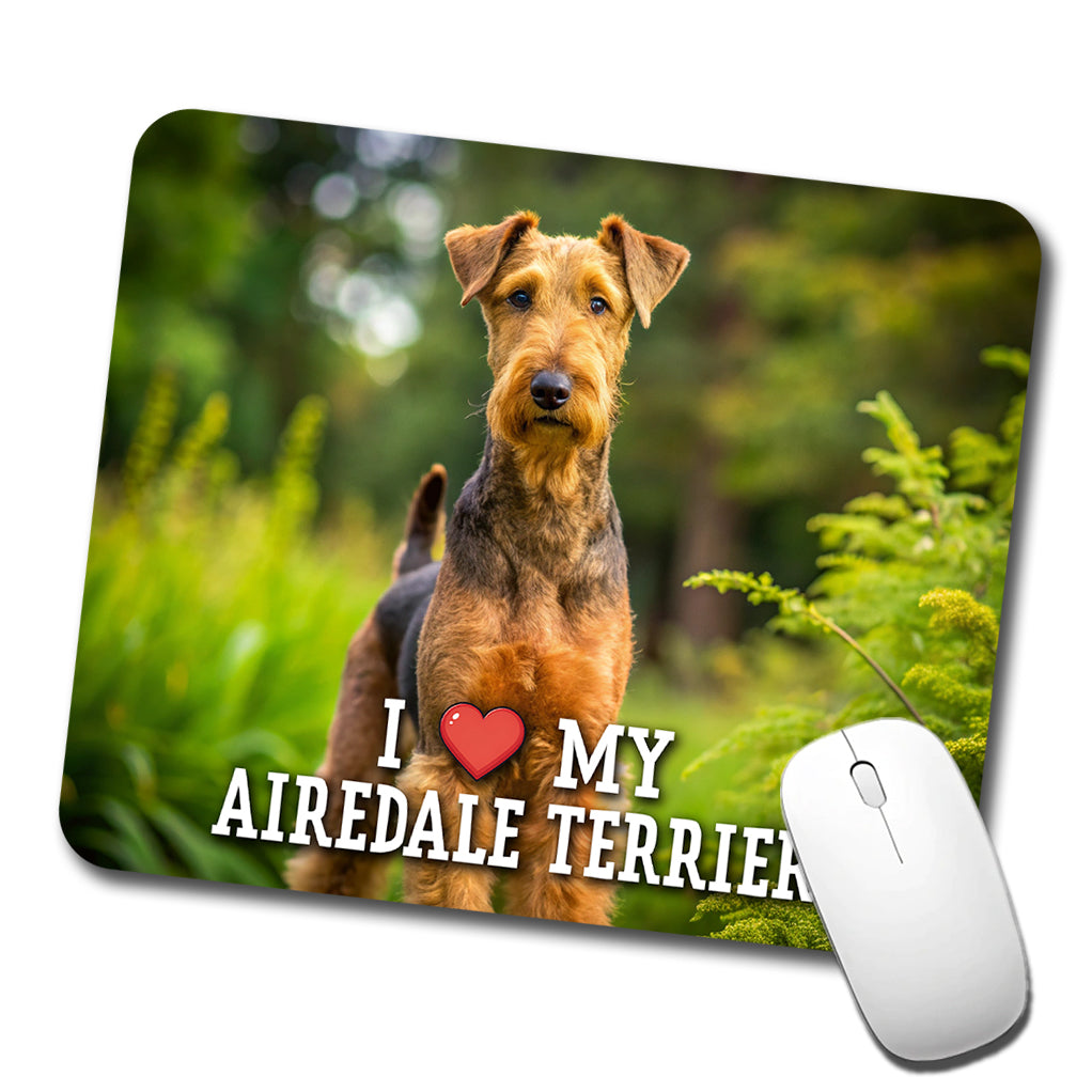 I Love My Airedale Terrier Dog Heart Low Profile Mouse Pad Mat