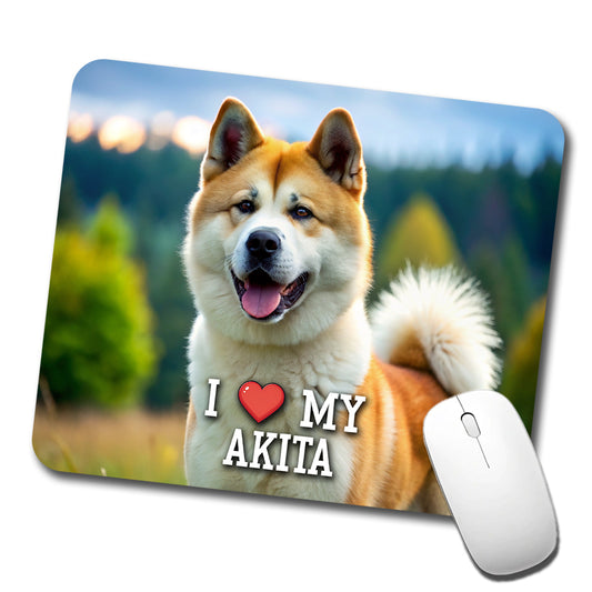 I Love My Akita Dog Heart Low Profile Mouse Pad Mat