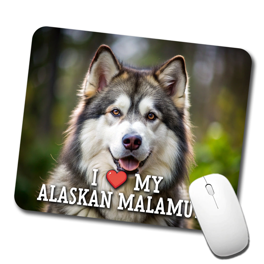 I Love My Alaskan Malamute Dog Heart Low Profile Mouse Pad Mat