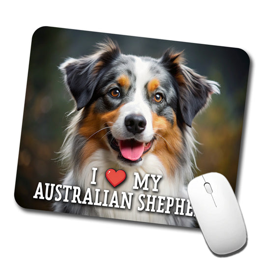 I Love My Australian Shepherd Dog Heart Low Profile Mouse Pad Mat
