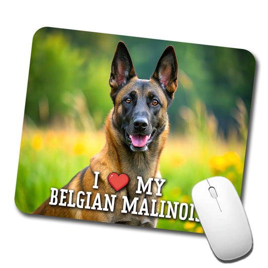 I Love My Belgian Malinois Dog Heart Low Profile Mouse Pad Mat