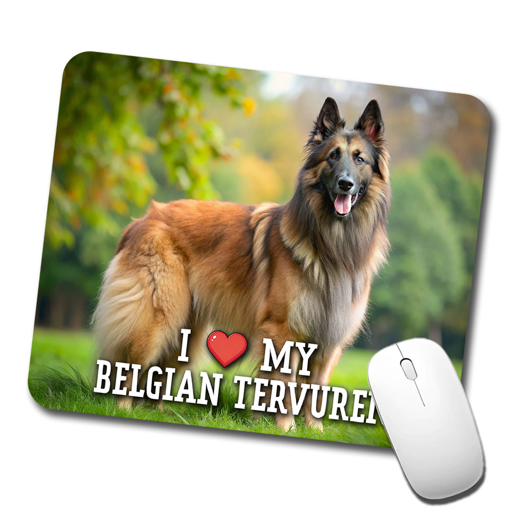 I Love My Belgian Tervuren Dog Heart Low Profile Mouse Pad Mat