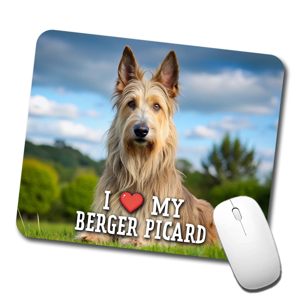 I Love My Berger Picard Dog Heart Low Profile Mouse Pad Mat