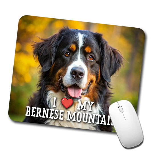 I Love My Bernese Mountain Dog Heart Low Profile Mouse Pad Mat