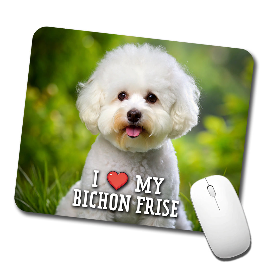 I Love My Bichon Frise Dog Heart Low Profile Mouse Pad Mat