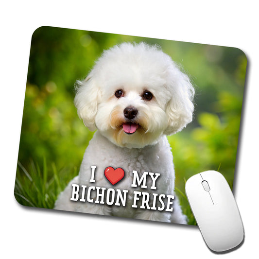 I Love My Bichon Frise Dog Heart Low Profile Mouse Pad Mat
