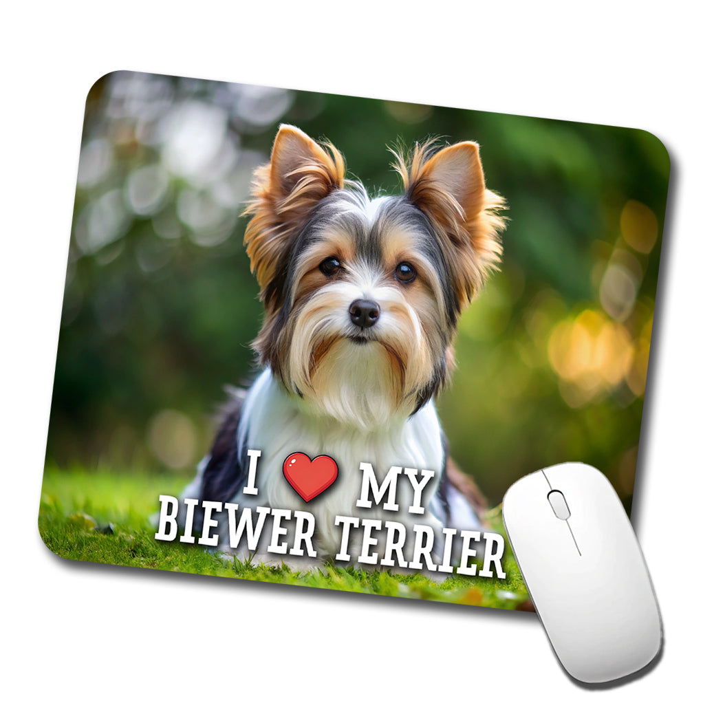 I Love My Biewer Terrier Dog Heart Low Profile Mouse Pad Mat