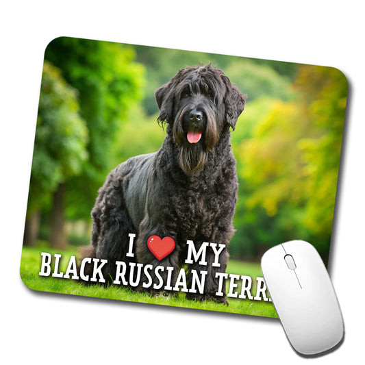 I Love My Black Russian Terrier Dog Heart Low Profile Mouse Pad Mat
